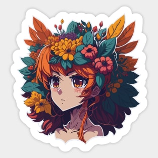 Floral Crown Girl Sticker